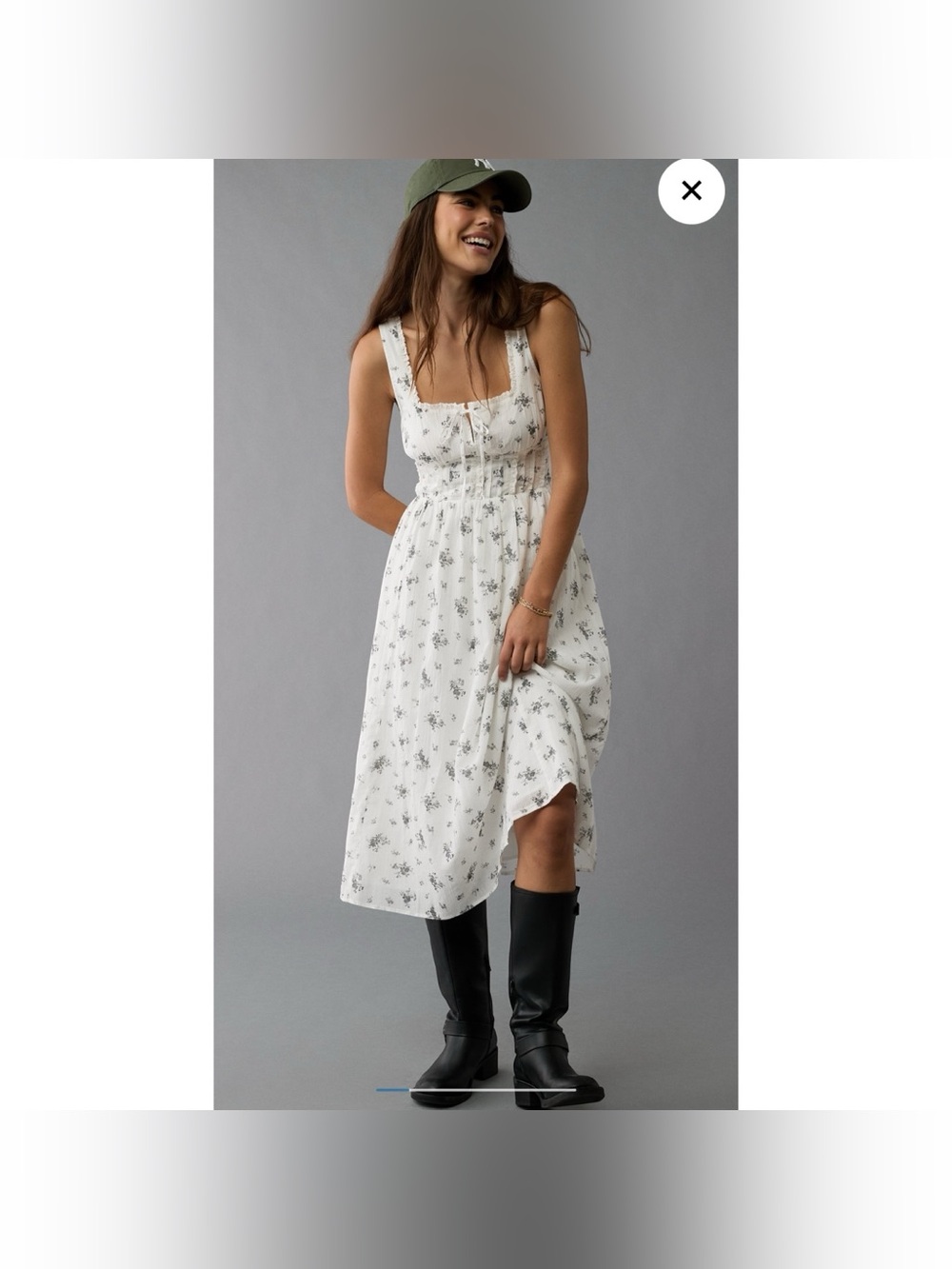NWT AE Corset Floral Midi Dress White Medium American Eagle Maxi Sleeveless